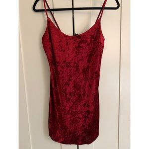 Red Velvet Slip On Dress